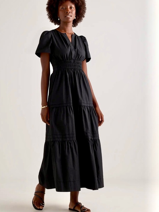 Quince Dresses & Skirts - Quince 100% Organic Cotton Tiered Maxi Dress  Black Current Retail $70 Small NWT